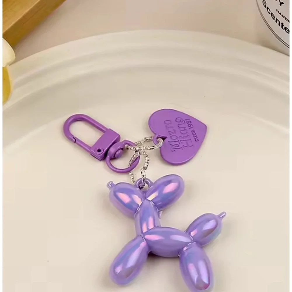 NEW Iridescent‎ Purple Balloon Dog Keychain Purse Charm Y2K